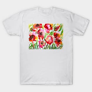 Poppies Watercolor Painting T-Shirt